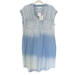 Davi And Dani Chambray Blue Sleeveless Button Down Dress Womens Size Small NWT